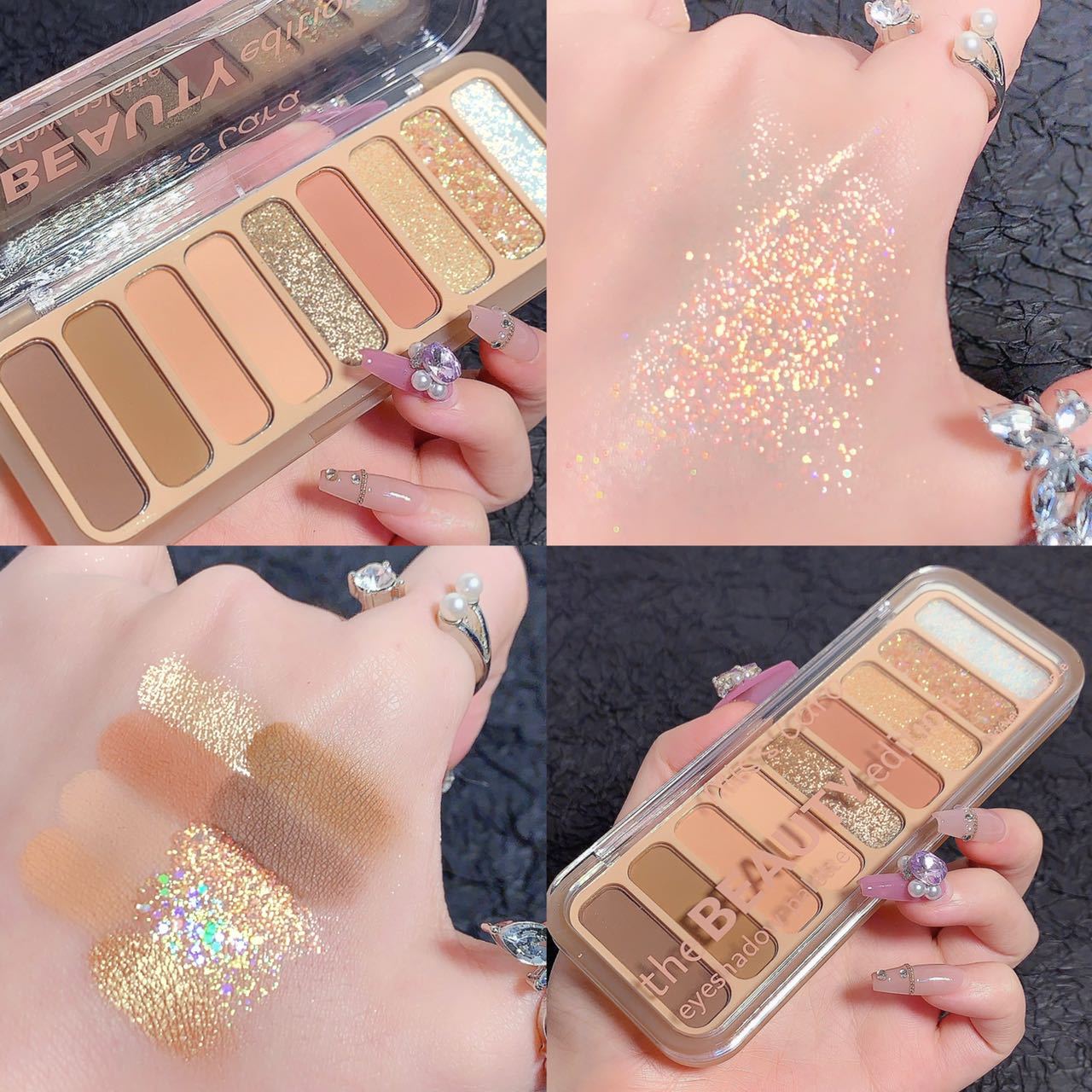 Miss Lara - 9-Color Blush Highlighter Eyeshadow Tray Delicate Daily Makeup Long Lasting Natural Matte Eye Makeup 13.5G Ms-109-01