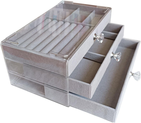 Home.Co - 3 Layers Velvet Jewellery Organizer (Random Color)