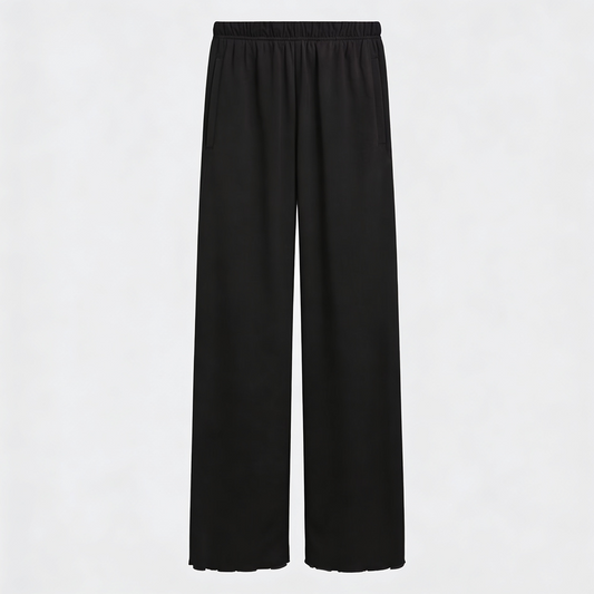 Vybe - Women Wide-leg Trouser With Scalloped Edge - Black