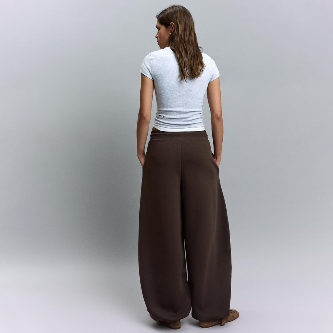 Vybe - Women Wide-leg Trouser With Adjustable Hem - Mocha
