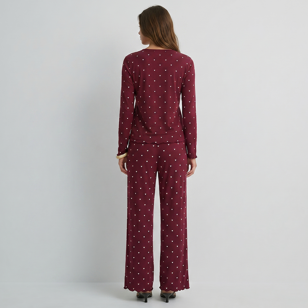 Vybe - Ivory Dream Set (Heart Printed) - Maroon