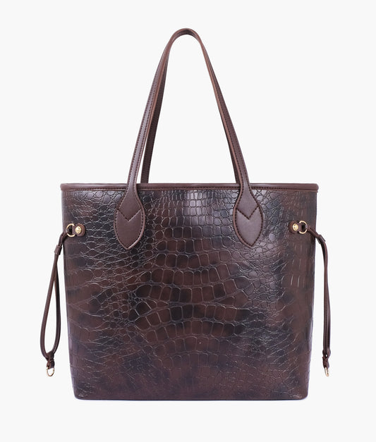 RTW - Dark brown crocodile neverfull tote bag