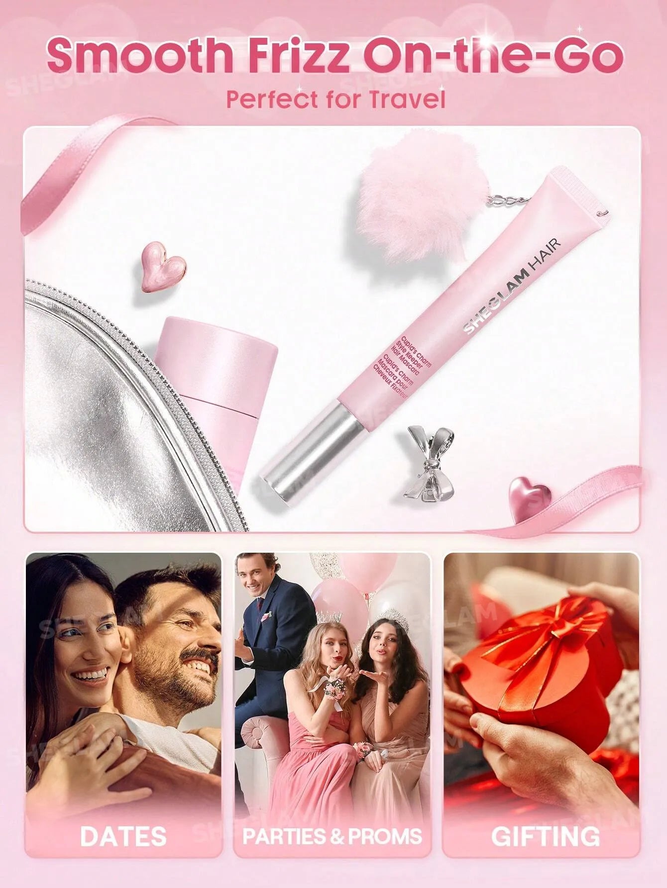 SHEGLAM Hair Cupid'S Charm Style Keeper Hair Mascara,Pink Frizz & Flyaway Hair Taming Wand,Hair Finishing Stick