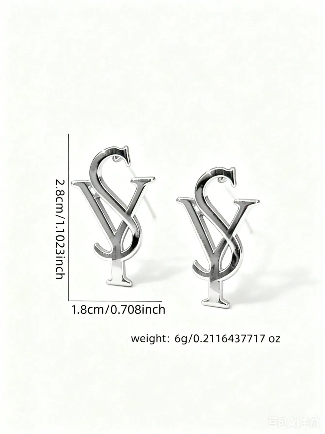 Shein - 1 Pair Asymmetrical Geometric Earrings For Women - Silver