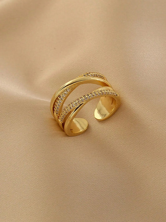 Shein - Rhinestone Decor Cuff Ring