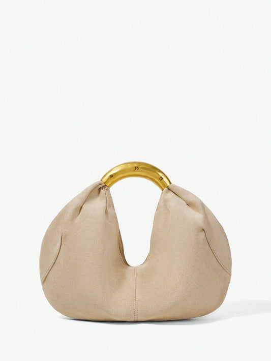 Shein - Maija Ladies, Women Top Handle Bags, Suede, Suede Bag - Apricot