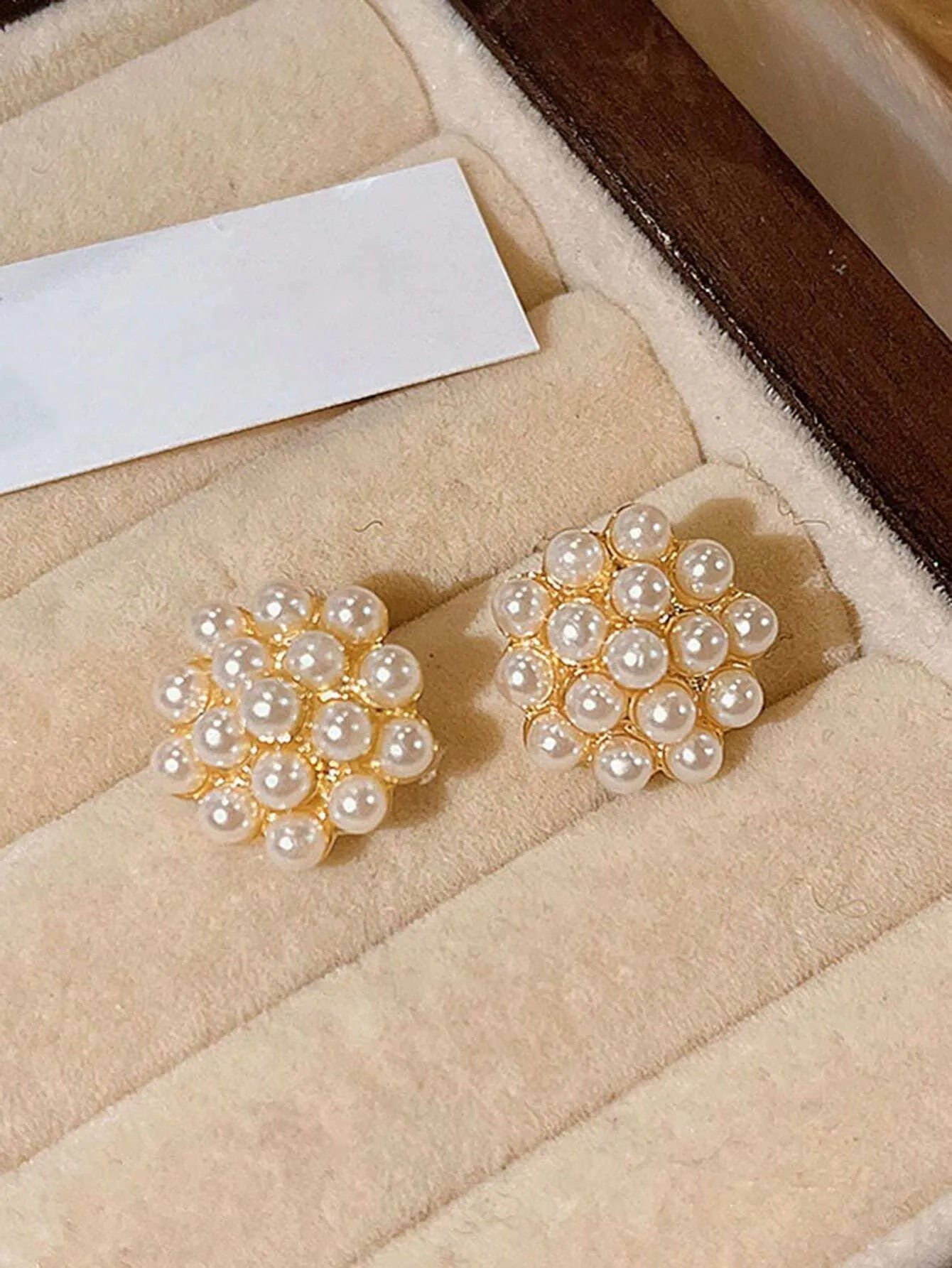 Shein - 5pcs/Set Vintage Pearl Cluster Hoop Earrings Set, Minimalist Small Earring Jewelry Suits Women Day & Festival Wear