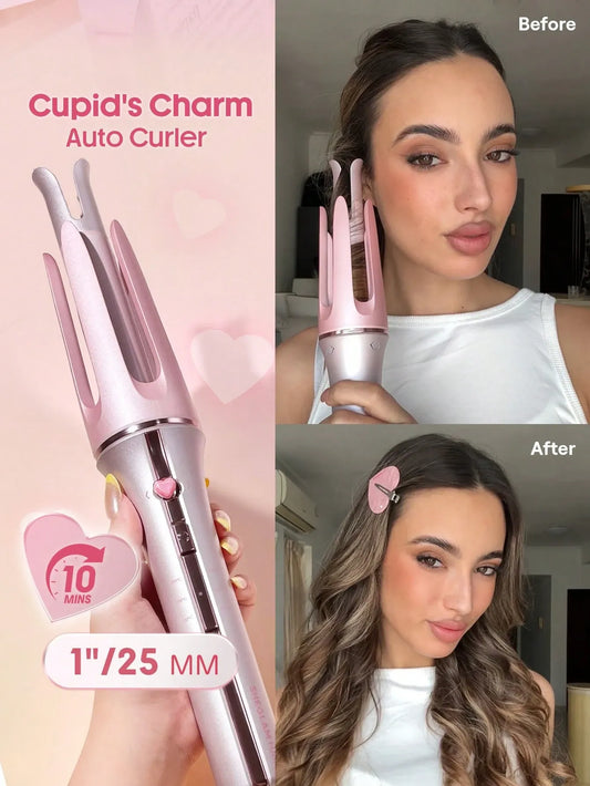 SHEGLAM Hair Cupid'S Charm One-Touch Instant Curler,Pink Automatic Curling Iron 25Mm Eu Plug