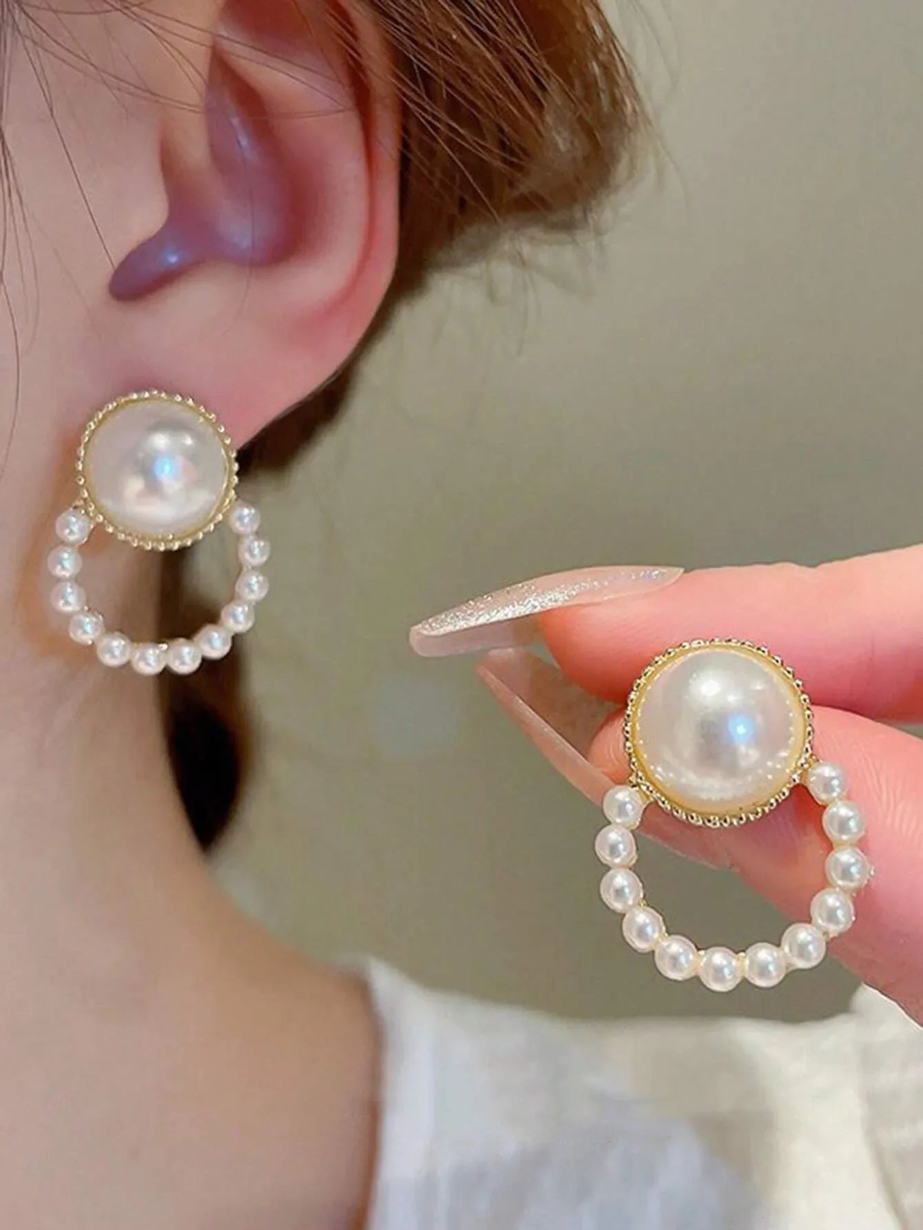 Shein - 5pcs/Set Rhinestone Geometric Square, Heart, Bowknot & Pearl Decor Tassel Earrings