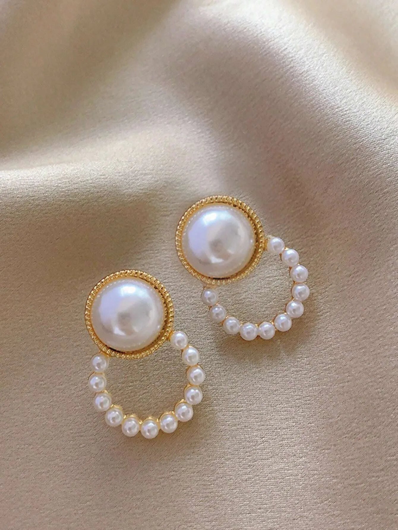 Shein - 5pcs/Set Square Pearl Stud Earrings, Niche Pearl Jewelry Set For Women