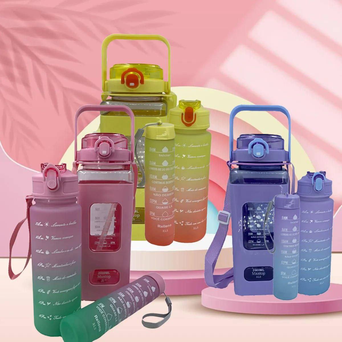 Home.Co - 3 Pcs Square Shaped Water Bottle (Random Color)