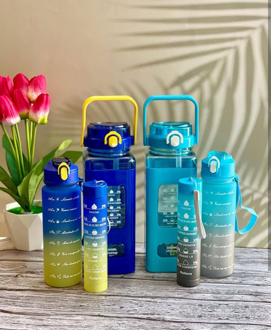 Home.Co - 3 Pcs Square Shaped Water Bottle (Random Color)