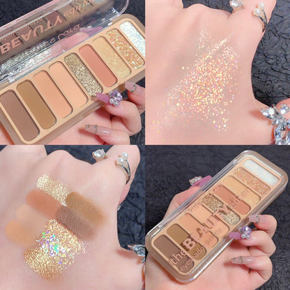 Miss Lara - 9-Color Blush Highlighter Eyeshadow Tray Delicate Daily Makeup Long Lasting Natural Matte Eye Makeup 13.5G Ms-109-01