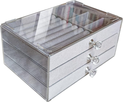 Home.Co - 3 Layers Velvet Jewellery Organizer (Random Color)