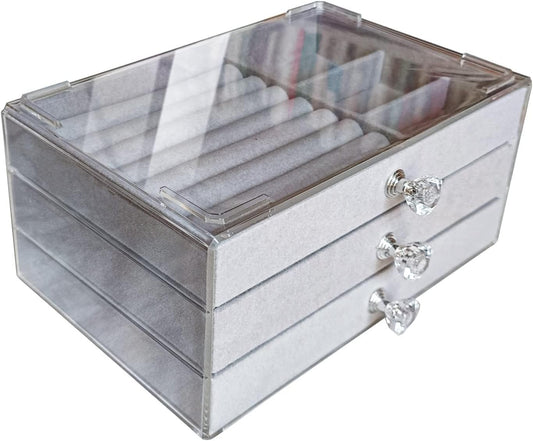 Home.Co - 3 Layers Velvet Jewellery Organizer (Random Color)
