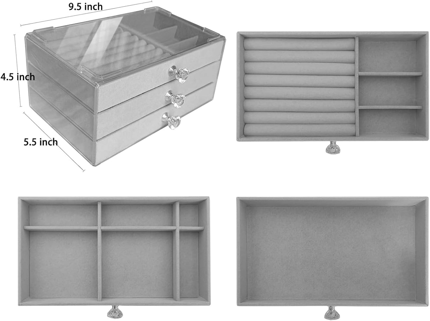 Home.Co - 3 Layers Velvet Jewellery Organizer (Random Color)