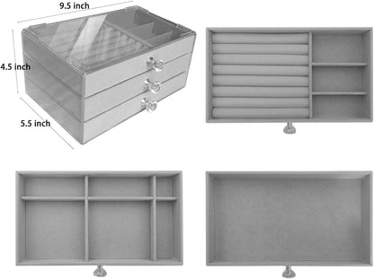 Home.Co - 3 Layers Velvet Jewellery Organizer (Random Color)