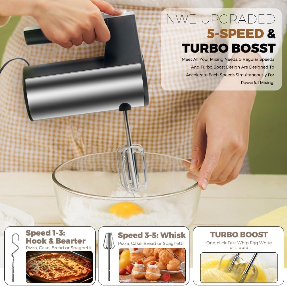 Home.Co - RAF Stainless Steel 5 Speed Hand Mixer