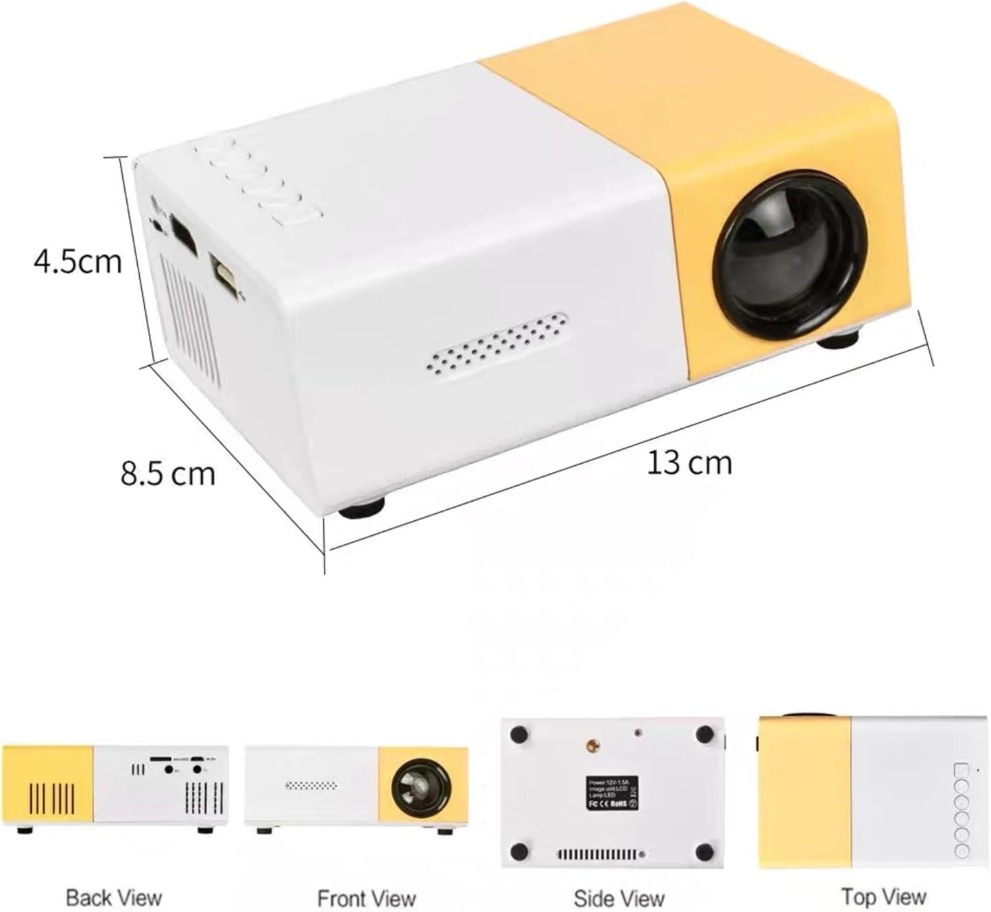 Home.Co - Portable LED Projector with HDMI & USB Port / Direct Power (up to 60 Inches Display)