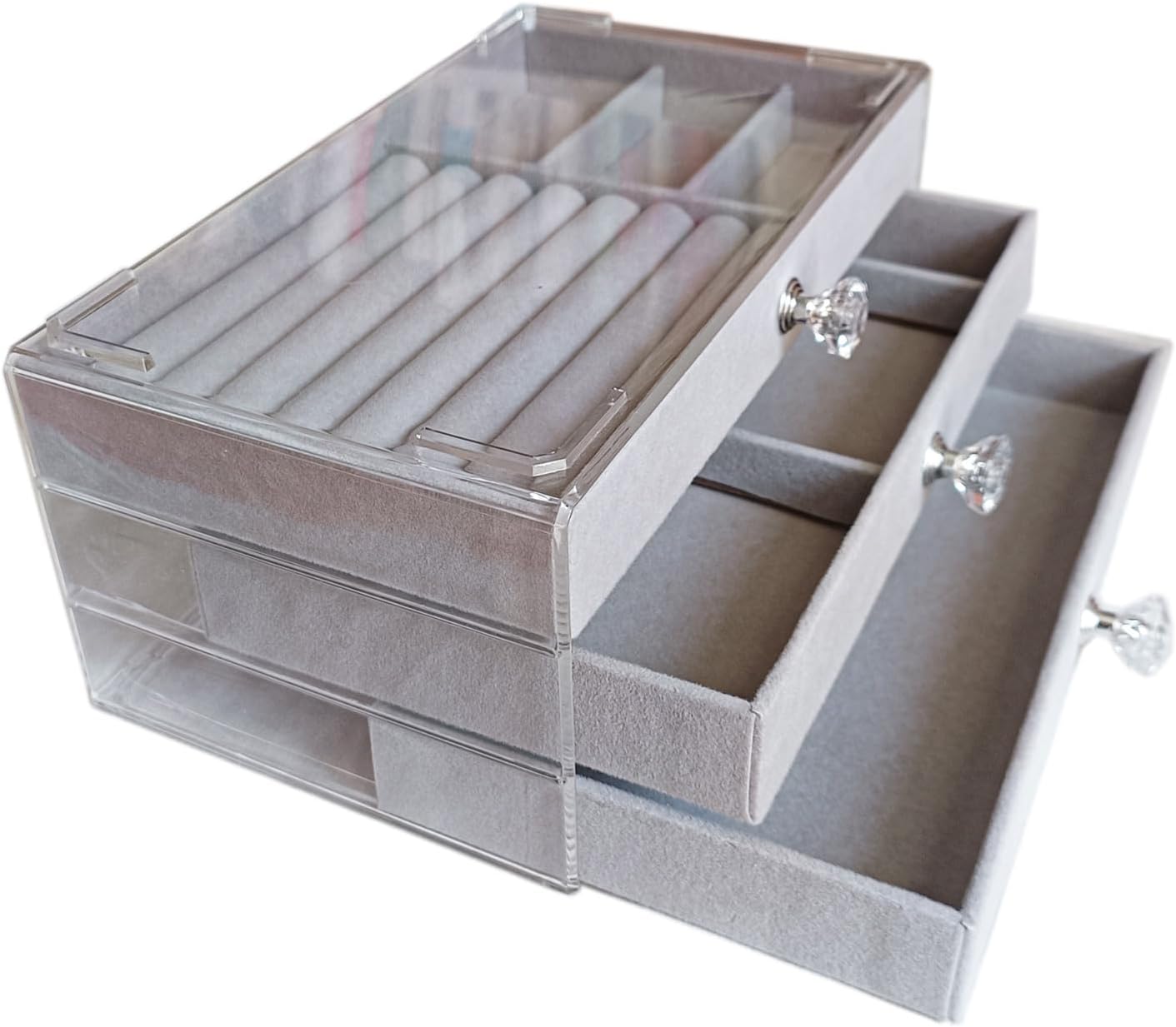 Home.Co - 3 Layers Velvet Jewellery Organizer (Random Color)