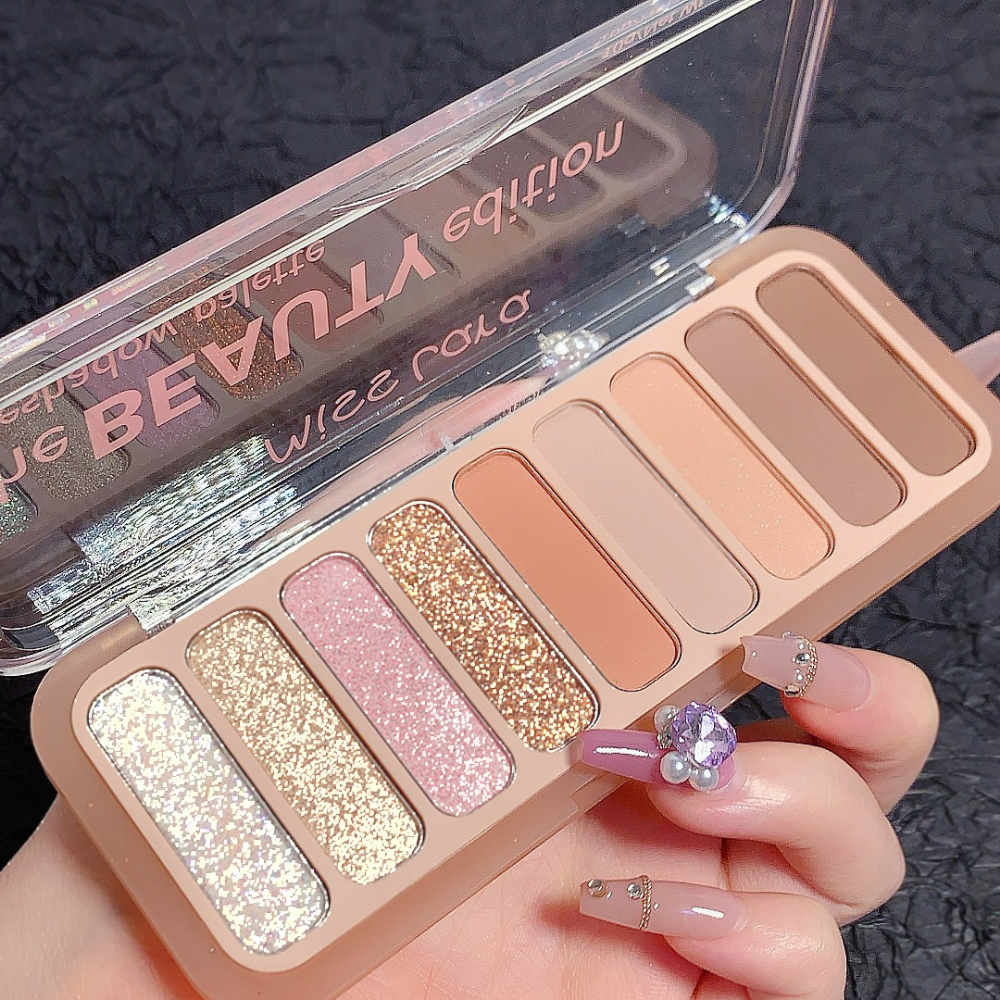 Miss Lara - 9-Color Blush Highlighter Eyeshadow Tray Delicate Daily Makeup Long Lasting Natural Matte Eye Makeup 13.5G Ms-109-01