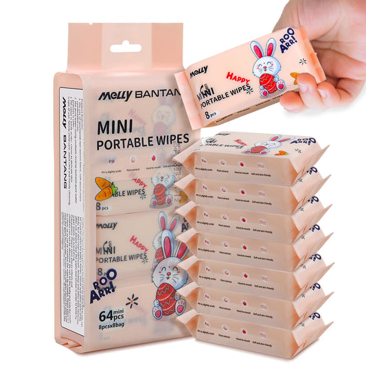 Home.Co - 8 Packs Cleaning Mini Packed Wipes  (Random Color)