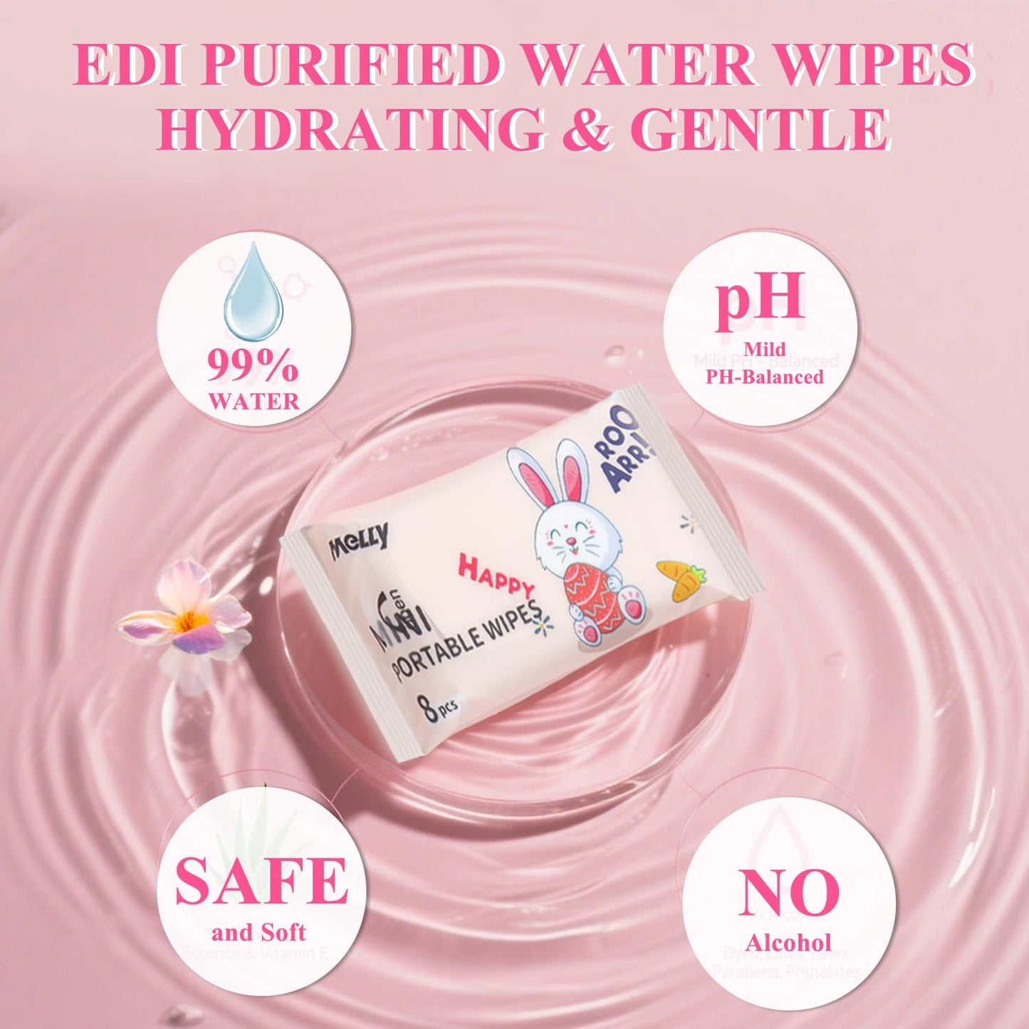 Home.Co - 8 Packs Cleaning Mini Packed Wipes  (Random Color)