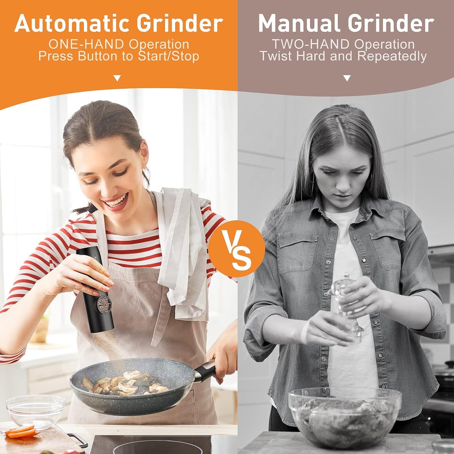 Home.Co - 1 Pc Salt & Pepper Grinder (Battery Operated/Rechargeable)