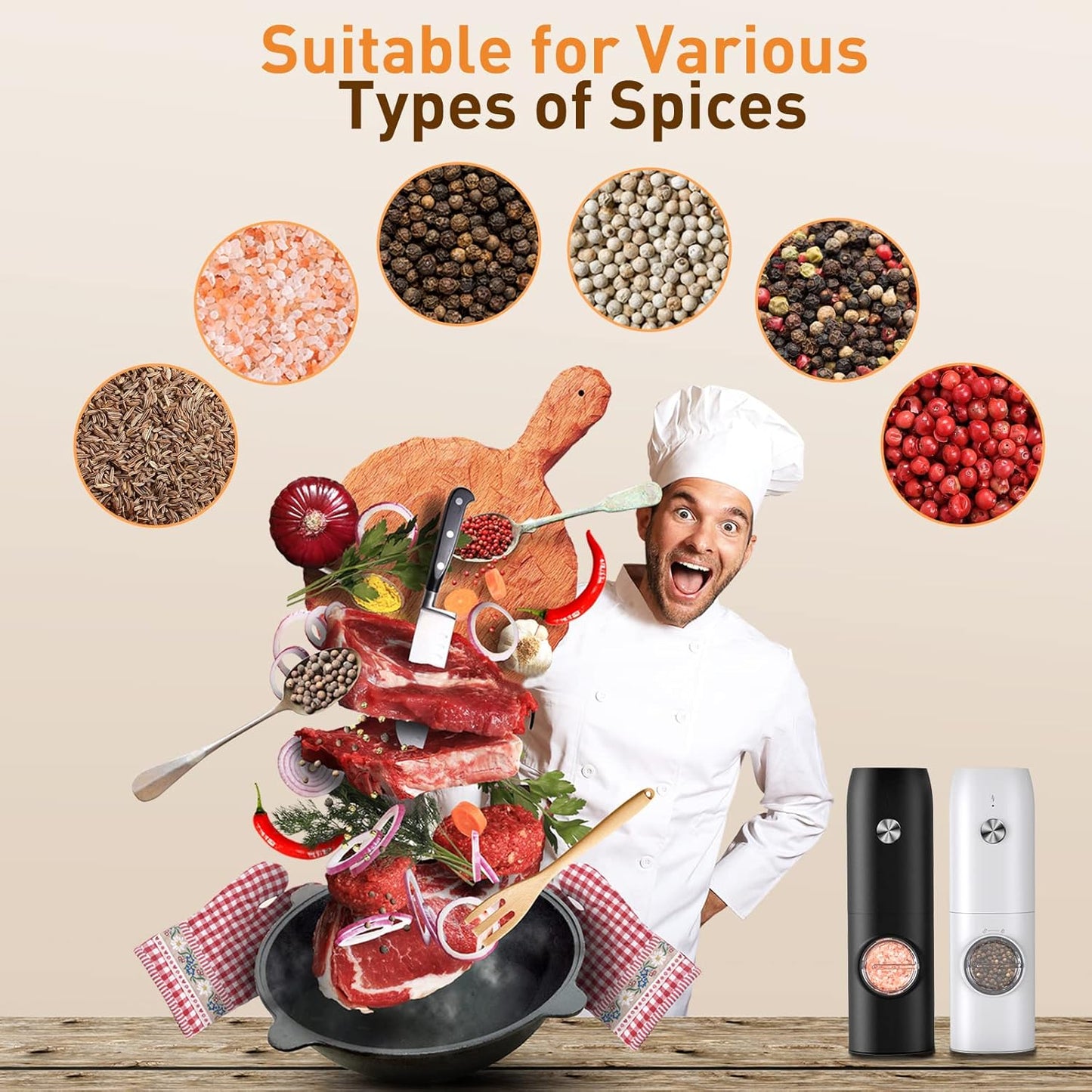 Home.Co - 1 Pc Salt & Pepper Grinder (Battery Operated/Rechargeable)