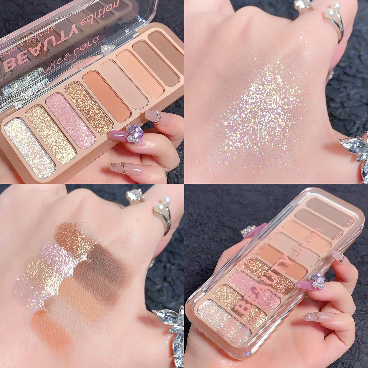Miss Lara - 9-Color Blush Highlighter Eyeshadow Tray Delicate Daily Makeup Long Lasting Natural Matte Eye Makeup 13.5G Ms-109-01