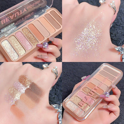Miss Lara - 9-Color Blush Highlighter Eyeshadow Tray Delicate Daily Makeup Long Lasting Natural Matte Eye Makeup 13.5G Ms-109-01