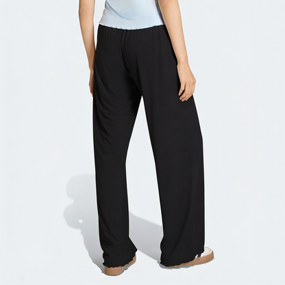 Vybe - Women Wide-leg Trouser With Scalloped Edge - Black
