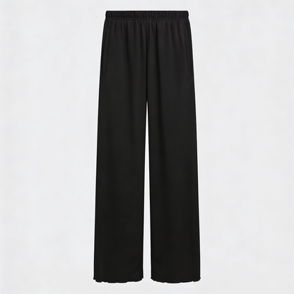 Vybe - Women Wide-leg Trouser With Scalloped Edge - Black
