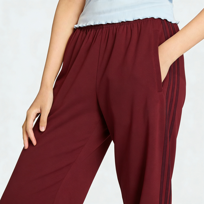 Vybe - Women Wide-leg Trouser With Scalloped Edge - Maroon