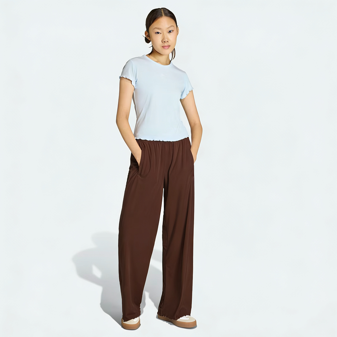 Vybe - Women Wide-leg Trouser With Scalloped Edge - Mocha