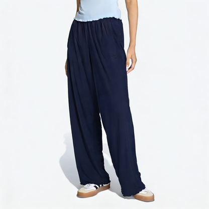 Vybe - Women Wide-leg Trouser With Scalloped Edge - Navy Blue