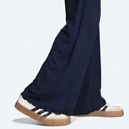 Vybe - Women Wide-leg Trouser With Scalloped Edge - Navy Blue
