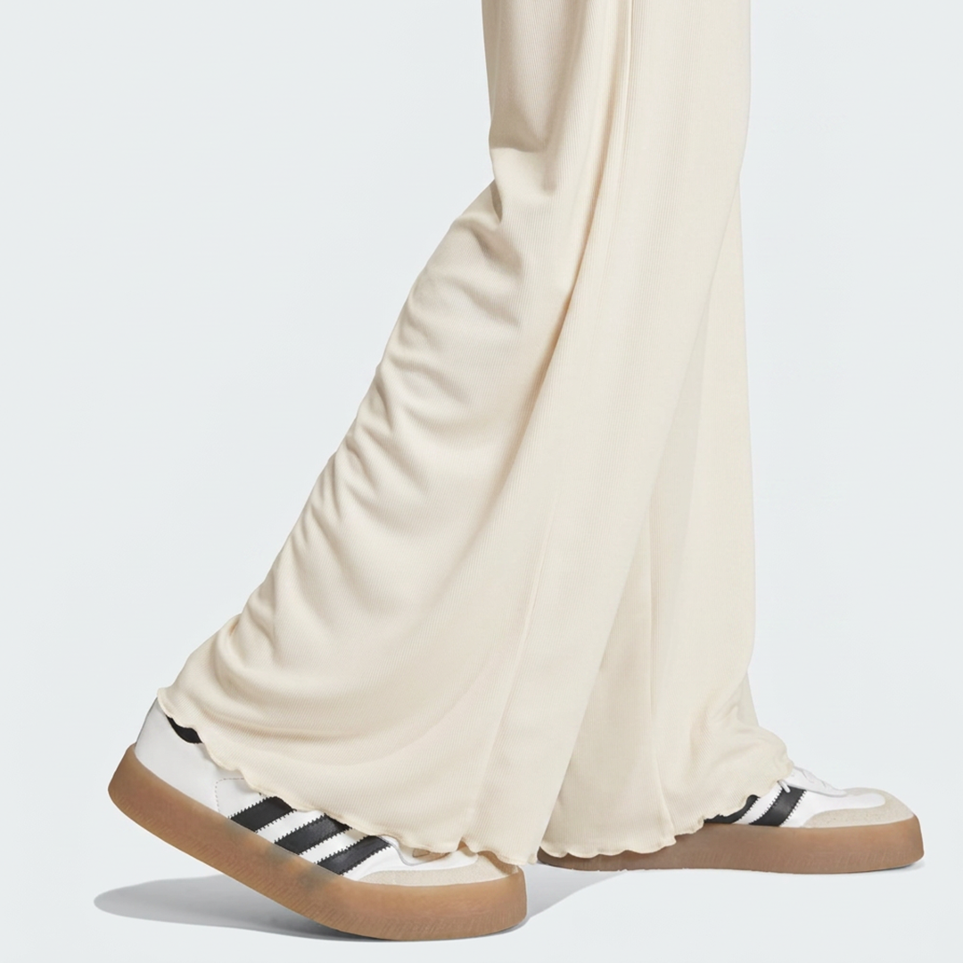 Vybe - Women Wide-leg Trouser With Scalloped Edge - Oat Milk