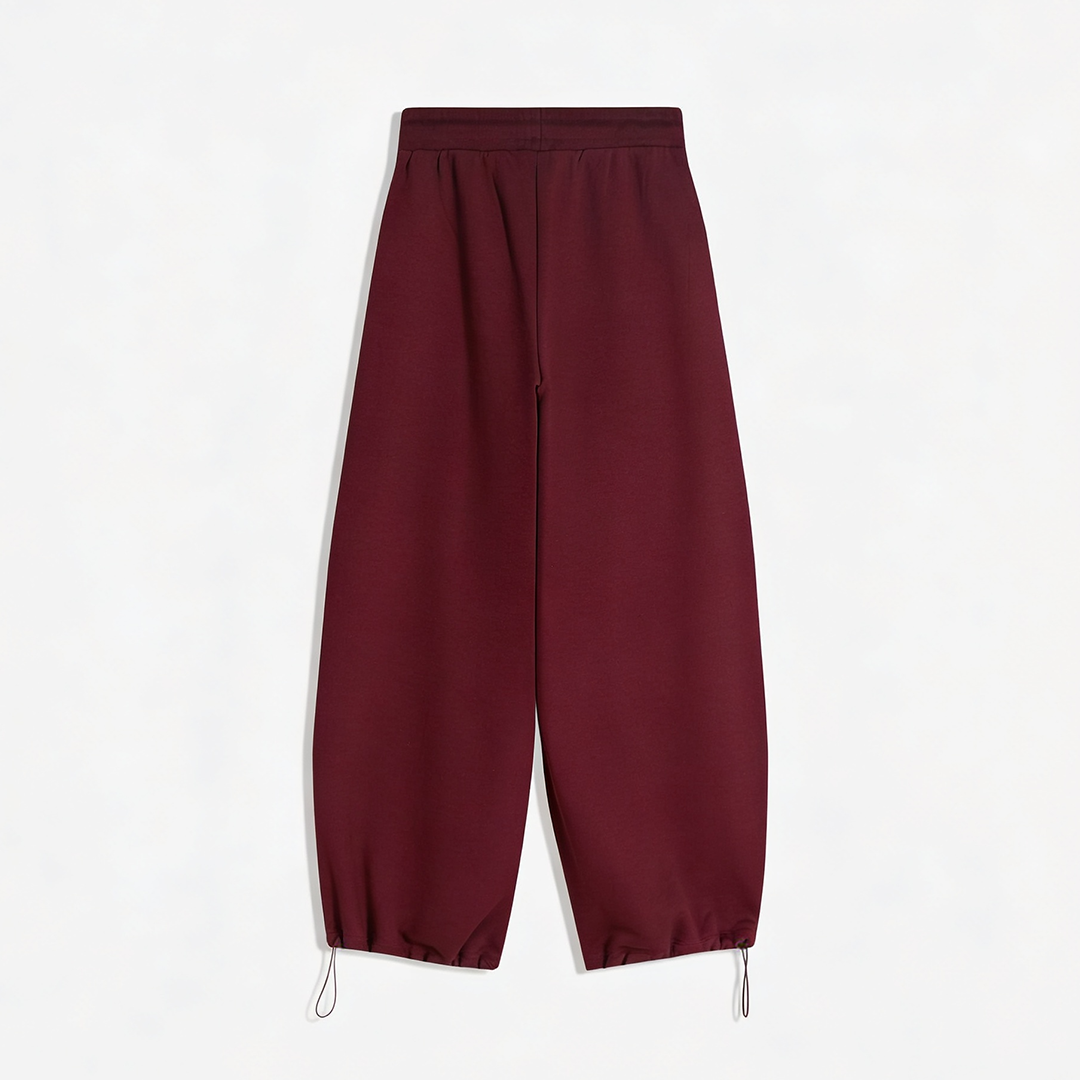 Vybe - Women Wide-leg Trouser With Adjustable Hem - Maroon