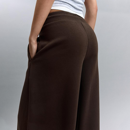 Vybe - Women Wide-leg Trouser With Adjustable Hem - Mocha