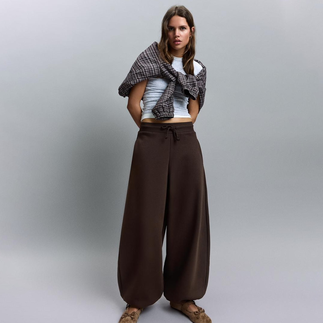 Vybe - Women Wide-leg Trouser With Adjustable Hem - Mocha