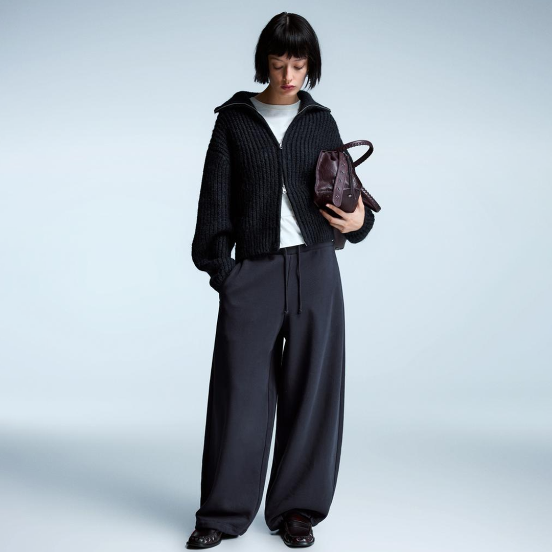 Vybe - Women Wide-leg Trouser With Adjustable Hem - Navy Blue