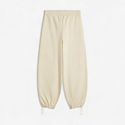 Vybe - Women Wide-leg Trouser With Adjustable Hem - Oat Milk