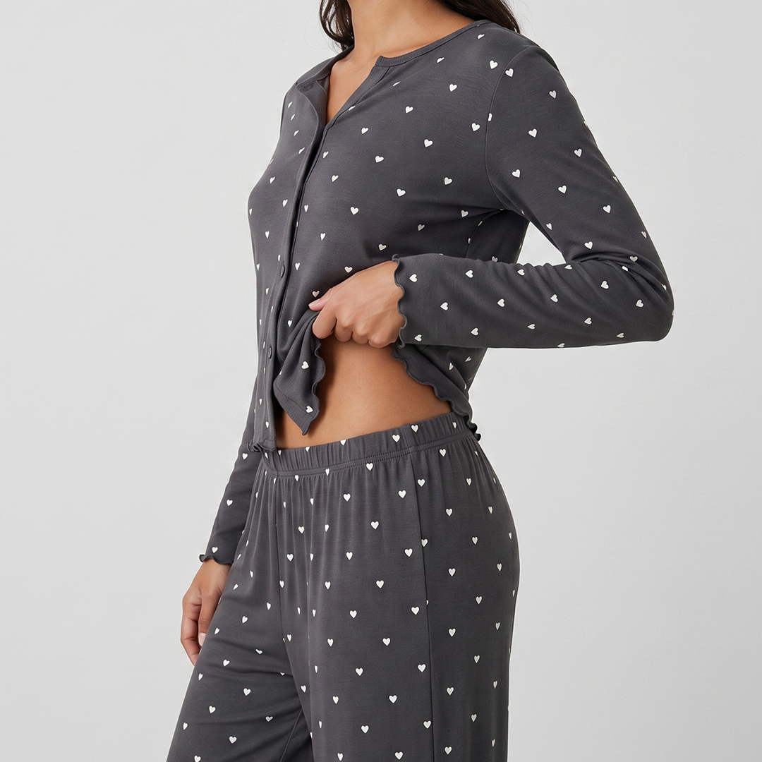 Vybe - Ivory Dream Set (Heart Printed) - Silent Grey
