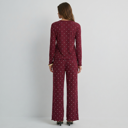 Vybe - Ivory Dream Set (Heart Printed) - Maroon