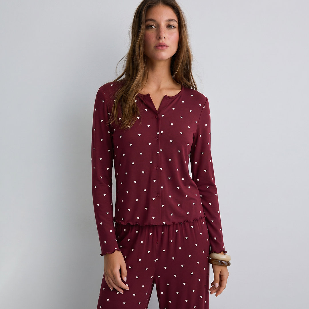 Vybe - Ivory Dream Set (Heart Printed) - Maroon