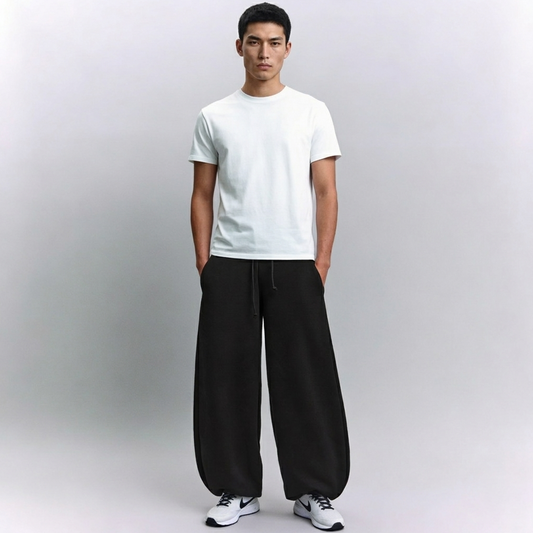Vybe - Men Wide-leg Trouser With Adjustable Hem - Black