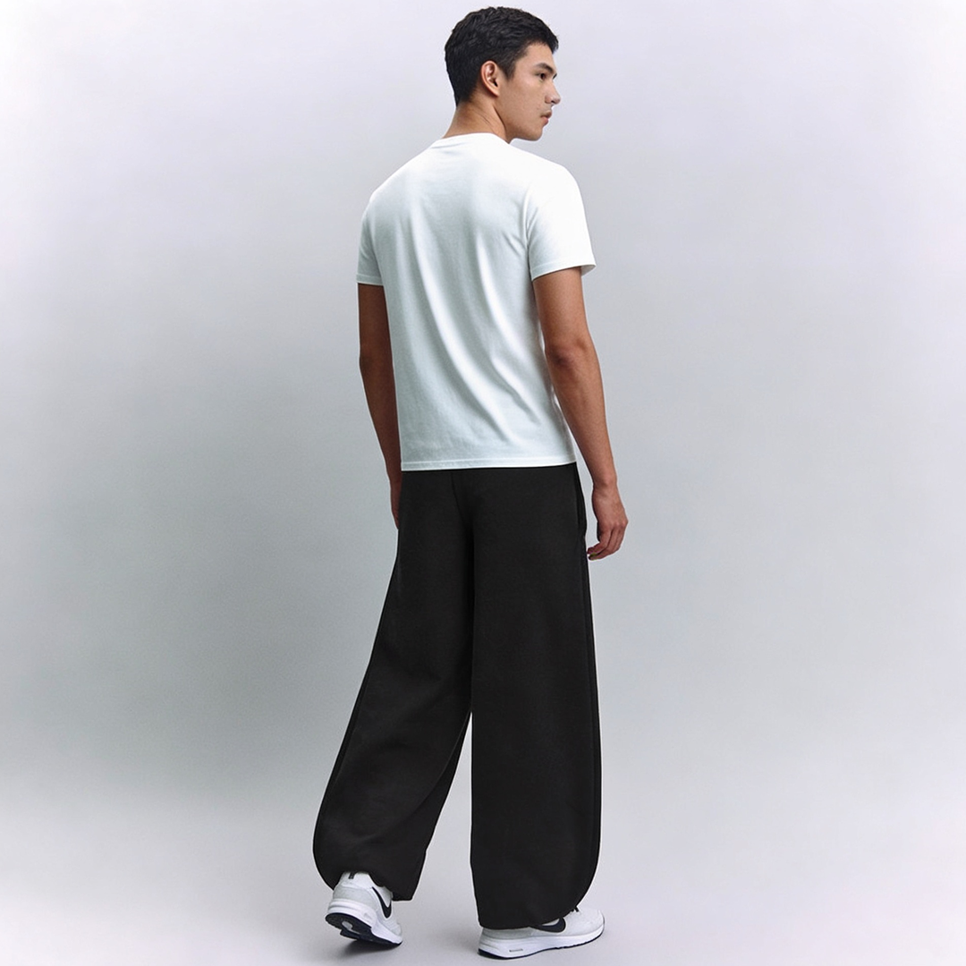 Vybe - Men Wide-leg Trouser With Adjustable Hem - Black