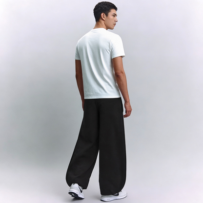 Vybe - Men Wide-leg Trouser With Adjustable Hem - Black