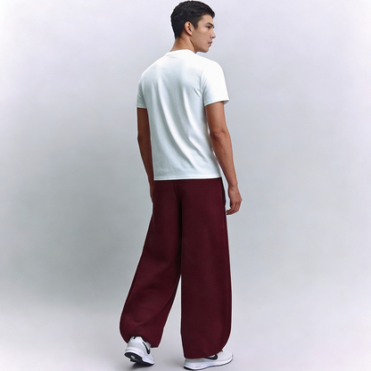 Vybe - Men Wide-leg Trouser With Adjustable Hem - Maroon